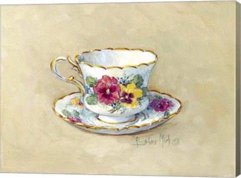 Framed Pansy Teacup Print