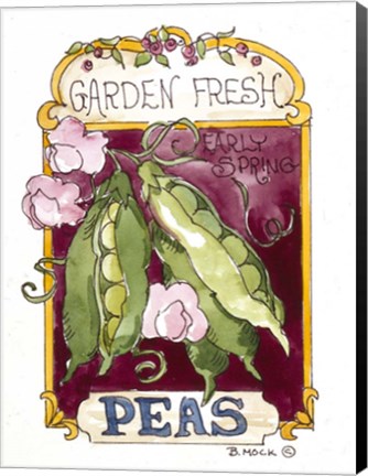 Framed Garden Fresh Peas-Seed Packet Print