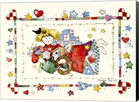 Framed Gardening Angel Print