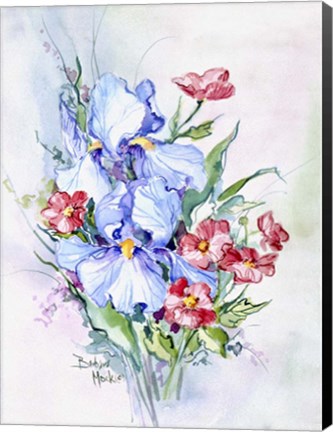 Framed Blue Iris Bouquet Print