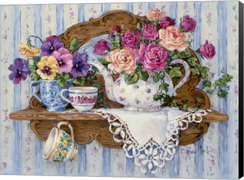 Framed Pansies and Lace Print