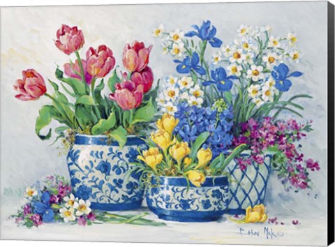 Framed Spring Garden in Blue I Print