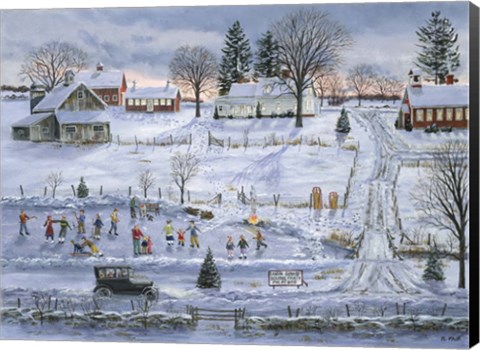 Framed Grange Skating Party Print