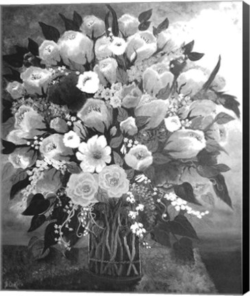 Framed Black and White Bouquet Print