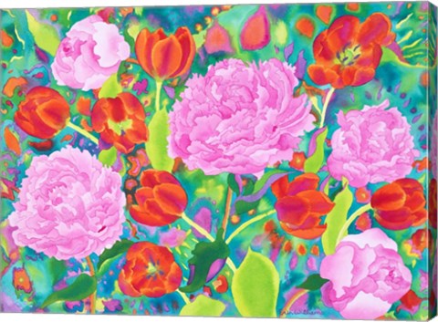 Framed Peories And Tulips Print