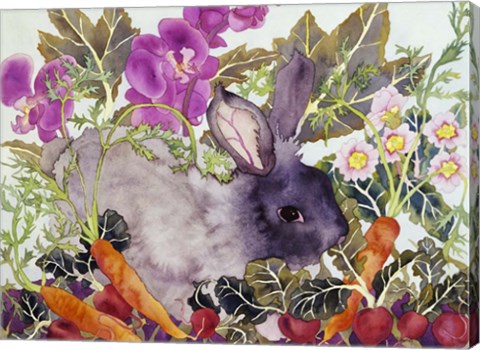 Framed Rabbit with Carrots Print