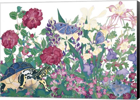 Framed Turtle With Butterfly Print