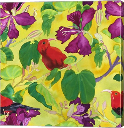 Framed Kiwis in Orchid Tree Print