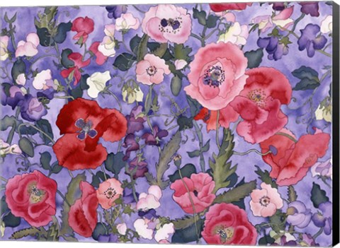 Framed Poppies &amp; Sweet Peas Print