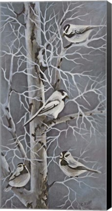 Framed Chickadee Quartet Print