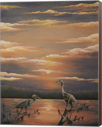 Framed Egrets at Days End Print