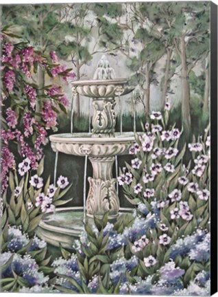 Framed Garden Fountain Print
