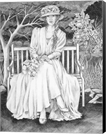 Framed Waiting In The Garden Print