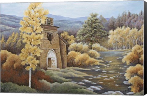 Framed Church by the Creek Print