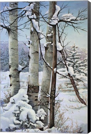 Framed Winter Snow with Aspen Print