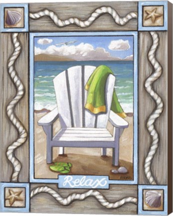 Framed Beach Chair Relax Print