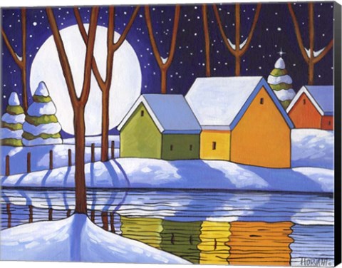 Framed Reflection Winter Night Print