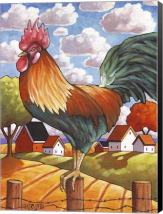 Framed Rooster Country Print