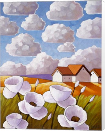 Framed Flowers &amp; Clouds Print