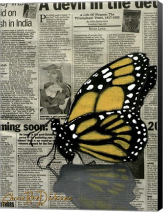Framed Butterfly On My Newspaper Print