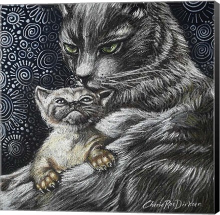 Framed Mother Cat With Kitten Print