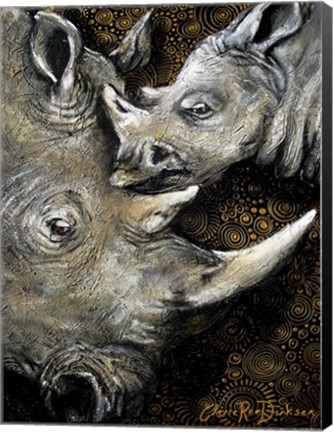 Framed Rhinos Print