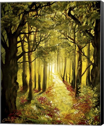 Framed Sunlit Forest Path Print