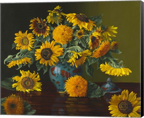 Framed Sunflower Dance with the Fishies Print