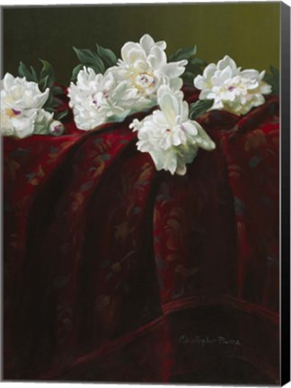 Framed Peonies on Crimson Print