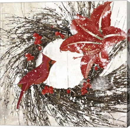 Framed Cardinal Christmas I Print