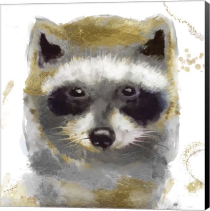 Framed Golden Forest - Raccoon Print