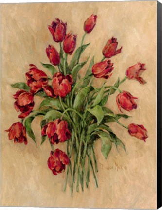 Framed Blossoms in Red Print