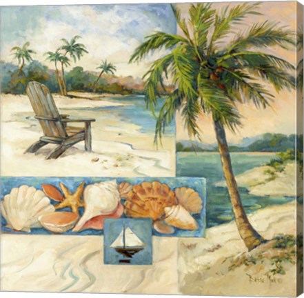 Framed Seaside Collage I Print