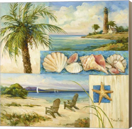 Framed Seaside Collage II Print