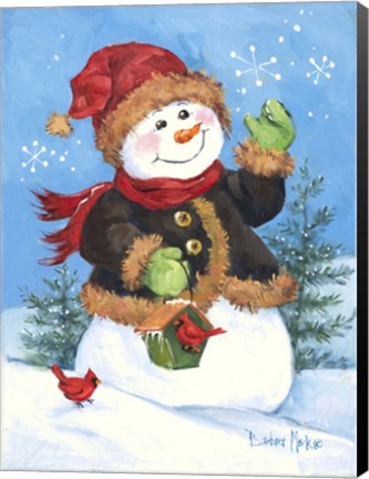 Framed Fur Coat Snowman Print