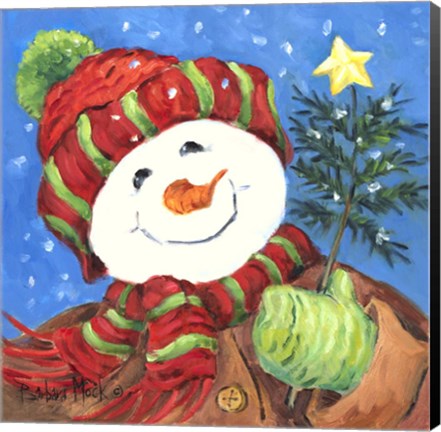 Framed Snowman with Star Tree Print