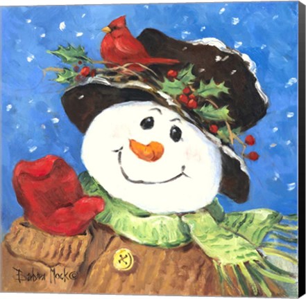 Framed Holly Snowman Print