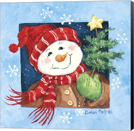 Framed Red Hat Snowman Print