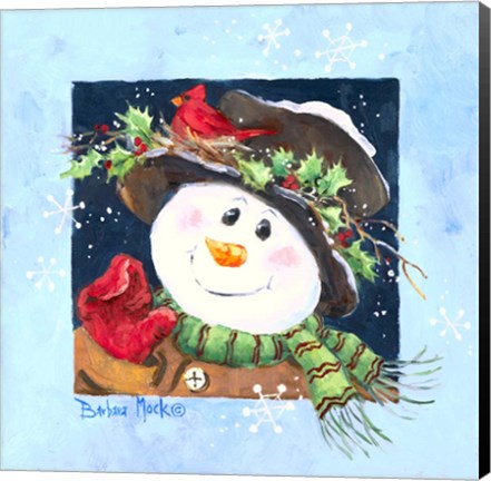 Framed Holly Hat Snowman Print
