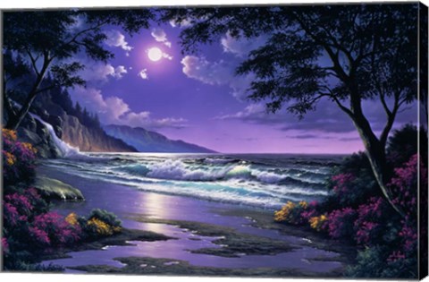 Framed Beach at Night Print