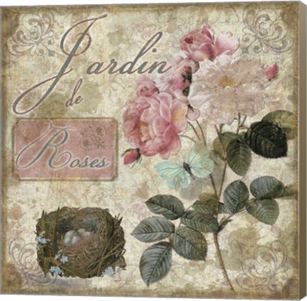 Framed Jardin de Fleurs I Print