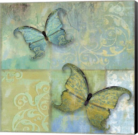 Framed Damask &amp; Butterflies II Print
