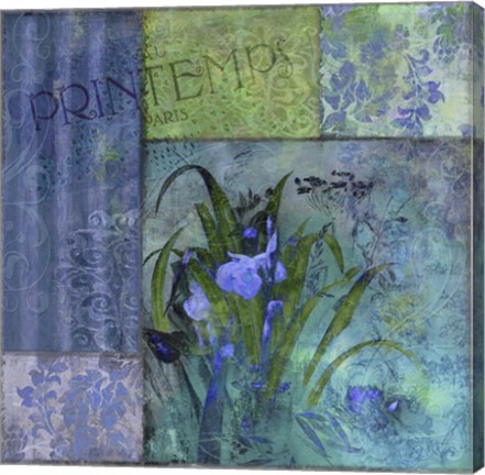 Framed Fleurs Bleues II Print