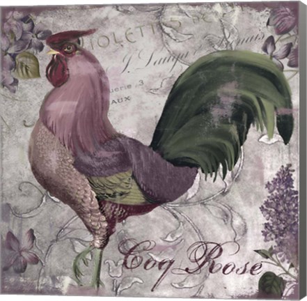 Framed Coqs Colores II Print