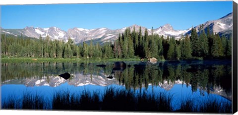 Framed Indian Peaks reflected in Red Rock Lake Boulder Colorado Print