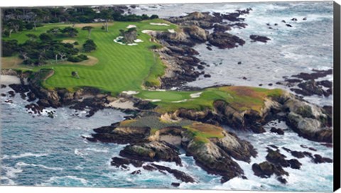 Framed Golf Course on an Island, Pebble Beach Golf Links, California Print
