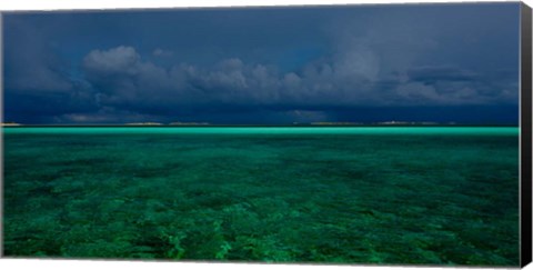 Framed Cloudscape over Caribbean sea, Great Exuma Island, Bahamas Print