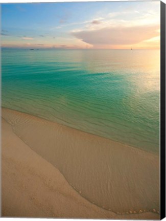 Framed Elevated View of Beach at Sunset, Great Exuma Island, Bahamas Print