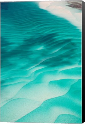 Framed Aerial View of Clear Turquoise Water in Caribbean Sea, Great Exuma Island, Bahamas Print