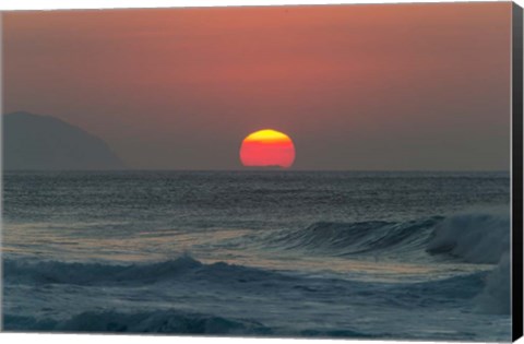 Framed Waves in the Ocean at Sunset Print